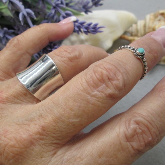 Sterling Silver Concave WIDE Cigar Band Ring,wide band,925 ring,wedding band - Picture 9 of 9